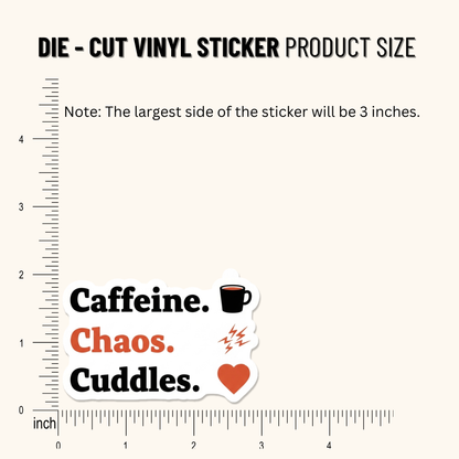 3PCs Funny Mom Life Sticker | Caffeine Chaos Cuddles Vinyl Decal