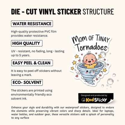 3PCs Mom of Tiny Tornadoes Sticker, Funny Mom Life Decal, Relatable Gift