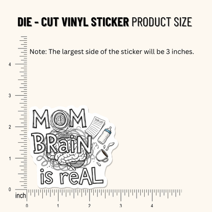 3PCs Funny Mom Brain is Real Sticker | Relatable Mom Life Vinyl Decal