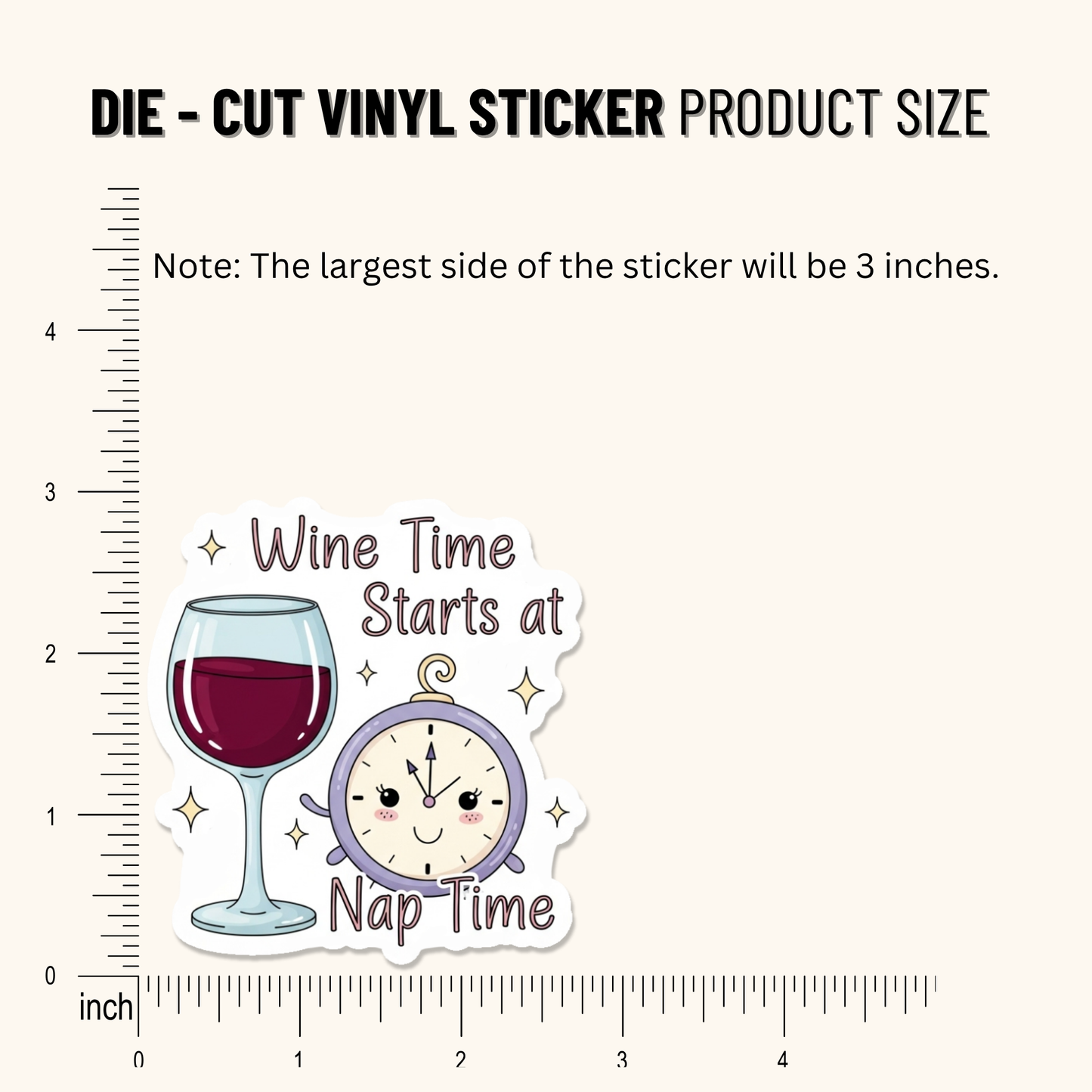 3PCs Funny Mom Life Sticker | Wine Time at Nap Time Vinyl Decal