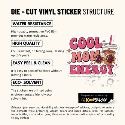3PCs Cool Mom Energy Sticker | Trendy Mom Life Vinyl Decal for Laptop