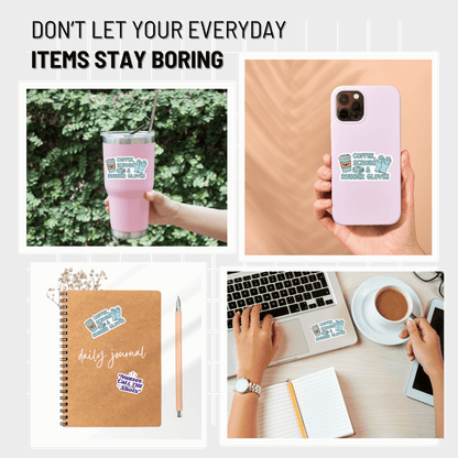 3PCs Coffee Scrubs Rubber Gloves Sticker, Funny Nurse Gift Vinyl Decal