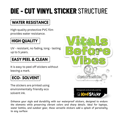 3PCs Vitals Before Vibes Sticker | Funny Nurse RN Decal | Medical Humor