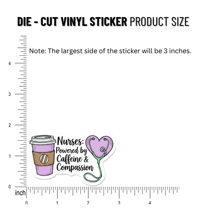 3PCs Caffeine & Compassion Nurse Sticker | Cute Vinyl Decal for Laptop