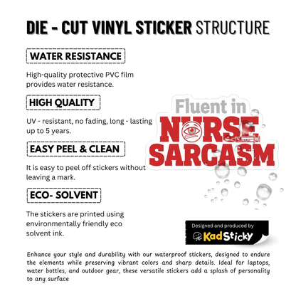 3PCs Fluent in Nurse Sarcasm Sticker, Funny RN Gift, Waterproof Vinyl