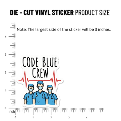 3PCs Code Blue Crew Vinyl Sticker | ER ICU Nurse Gift | Medical Decal