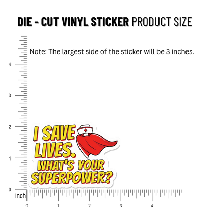 3PCs Funny Nurse Superhero Sticker | I Save Lives Vinyl Decal Gift