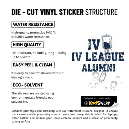 3PCs IV League Alumni Sticker for Nurses Funny RN Gift Vinyl Decal