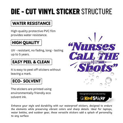 3PCs Nurses Call the Shots Sticker Funny RN Vinyl Decal for Laptop