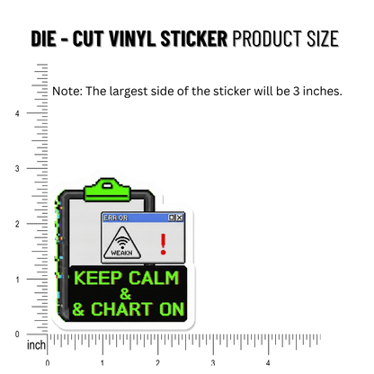3PCs Funny Nurse Sticker | Keep Calm & Chart On | Waterproof Vinyl Decal