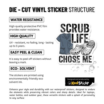 3PCs Scrub Life Chose Me Sticker | Funny Nurse Gift | Vinyl Decal