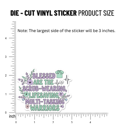 3PCs Nurse Gift Sticker | Blessed Warrior Vinyl Decal | RN LPN Gift