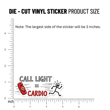 3PCs Call Light Cardio Sticker for Nurses, Funny RN Medical Decal