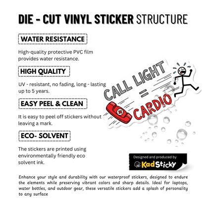 3PCs Call Light Cardio Sticker for Nurses, Funny RN Medical Decal