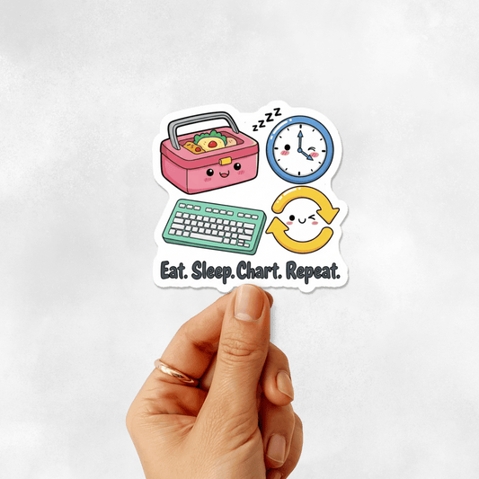 3PCs Funny Nurse Sticker | Eat Sleep Chart Repeat Vinyl Decal for RN