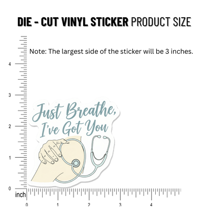 3PCs Just Breathe Nurse Sticker | Calming Vinyl Decal for RN, ICU, OB