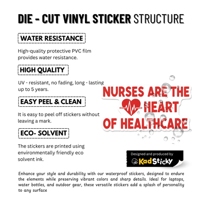 3PCs Nurse Heart Sticker | Medical Vinyl Decal for RN, Nursing Gift