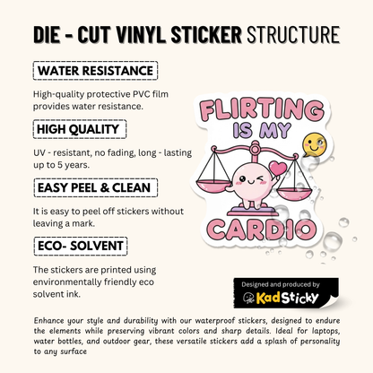 3PCs Flirting is My Cardio Libra Sticker | Funny Zodiac Astrology Decal
