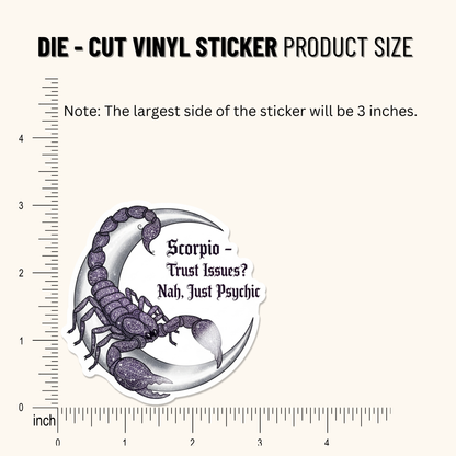 3PCs Scorpio Psychic Trust Issues Sticker | Gothic Zodiac Vinyl Decal