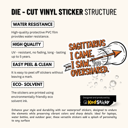 3PCs Funny Sagittarius Sticker | Astrology Zodiac Decal | Overshared