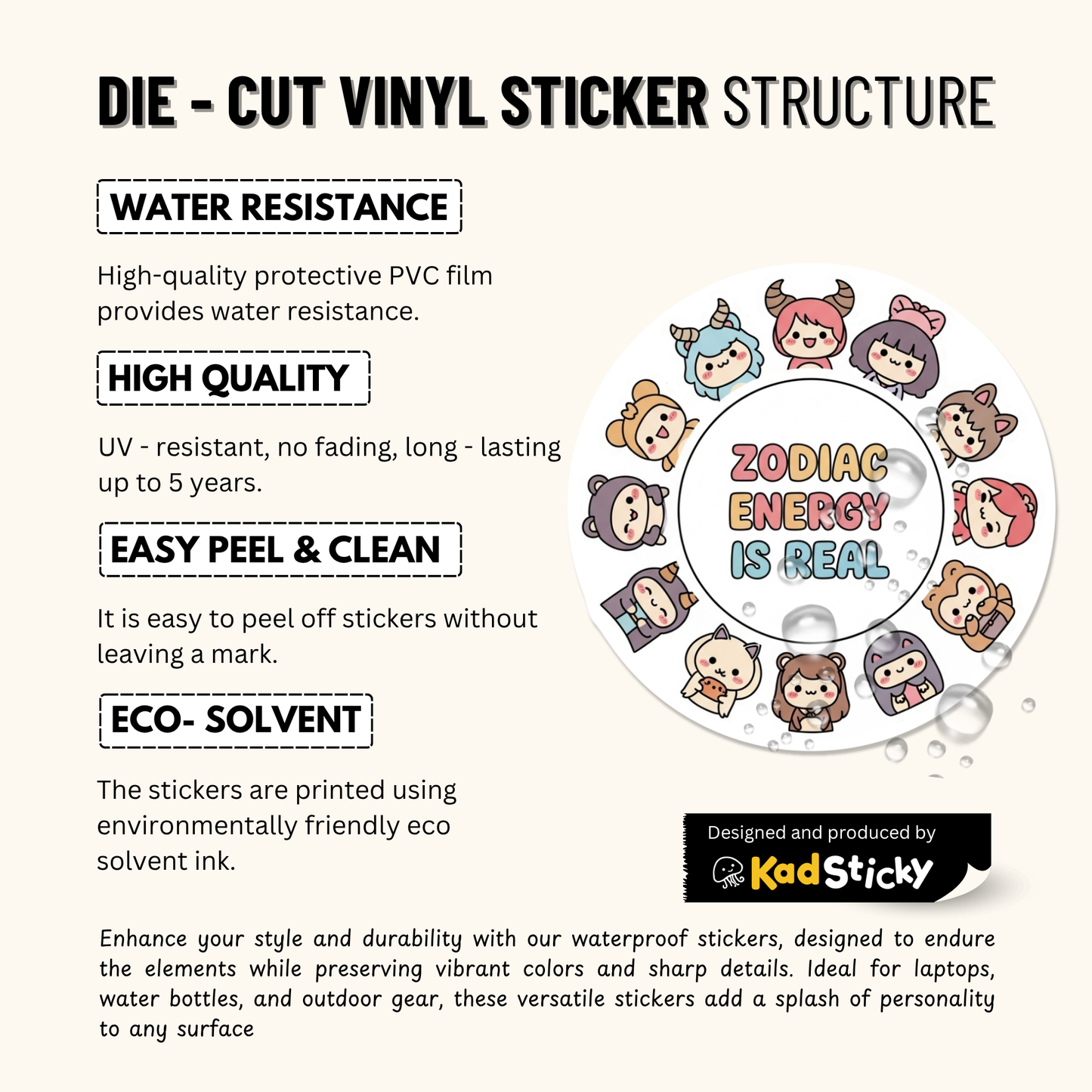 3PCs Zodiac Energy is Real Sticker, Astrology Gift, Pastel Vinyl Decal