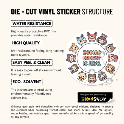 3PCs Zodiac Energy is Real Sticker, Astrology Gift, Pastel Vinyl Decal