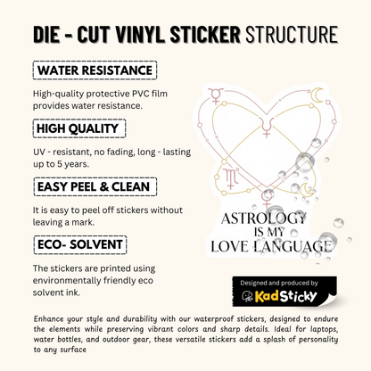 3PCs Astrology Love Language Sticker | Funny Zodiac Vinyl Decal Gift