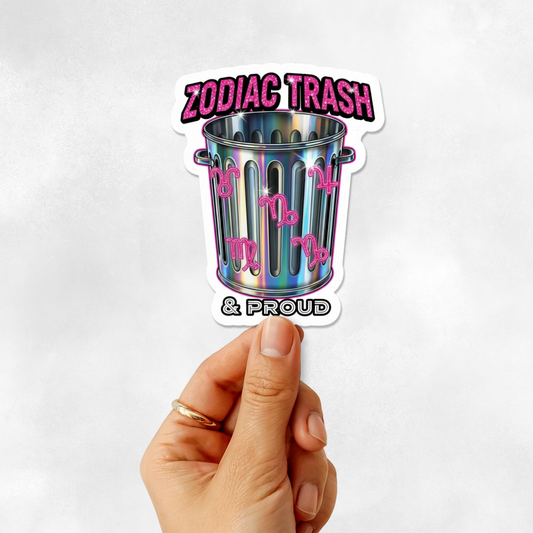 3PCs Funny Zodiac Trash Sticker | Glitter Horoscope Decal for Laptop