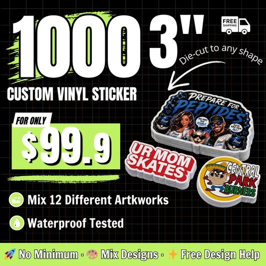 1000 Custom Vinyl Stickers — FLASH DEAL 🔥 FREE SHIP